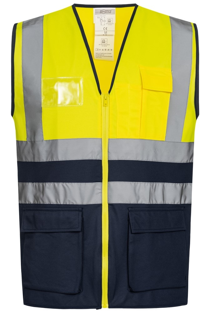 pics/Feldtmann/2019/Arbeitsschutzkleidung/23508-safestyle-high-visibility-working-safety-vest-with-zipper-and-pockets-fluo-yellow-blue-front.jpg