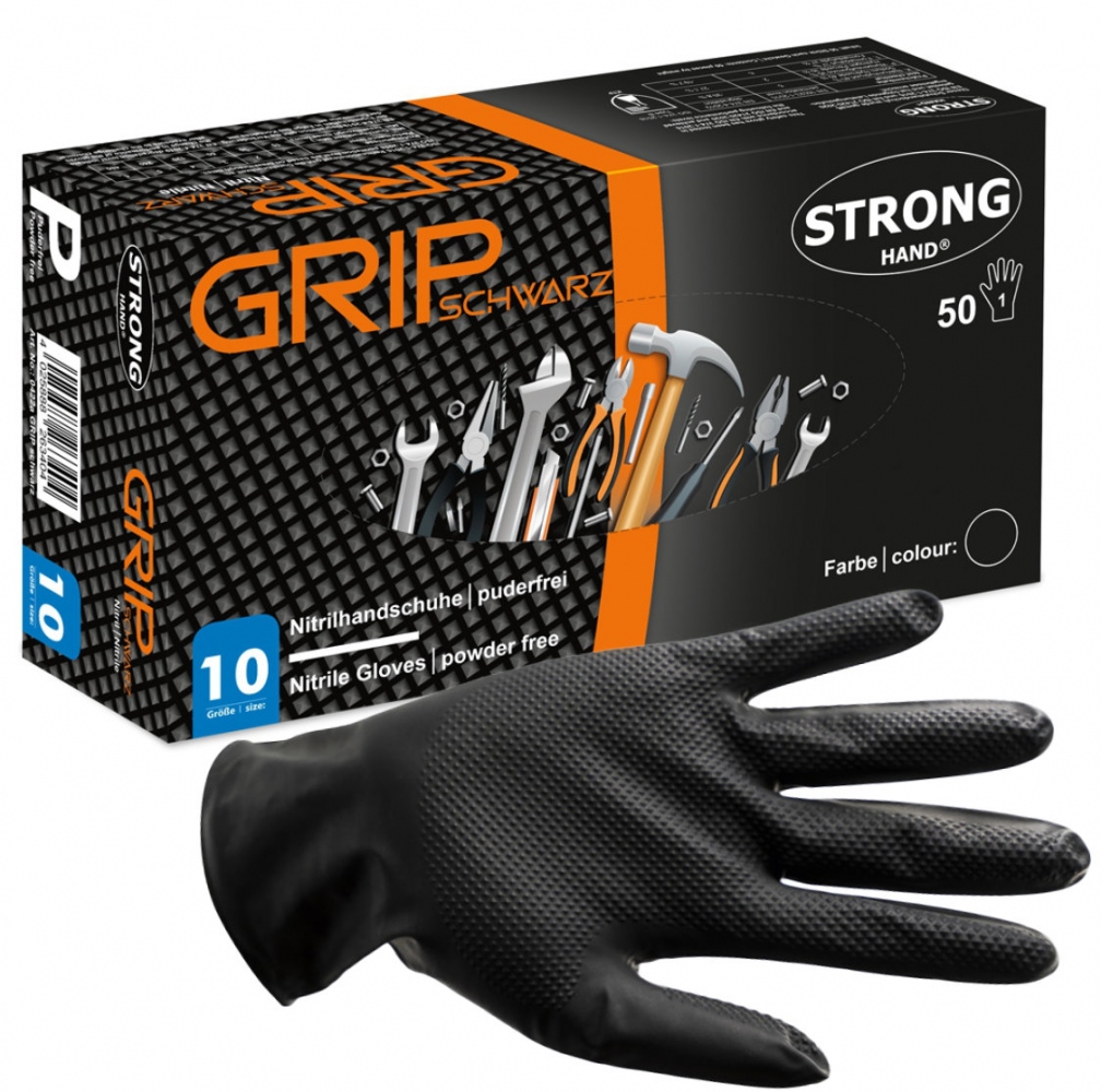 Stronghand 0422 GRIP Box 50 Nitril-Arbeitshandschuhe puderfrei 