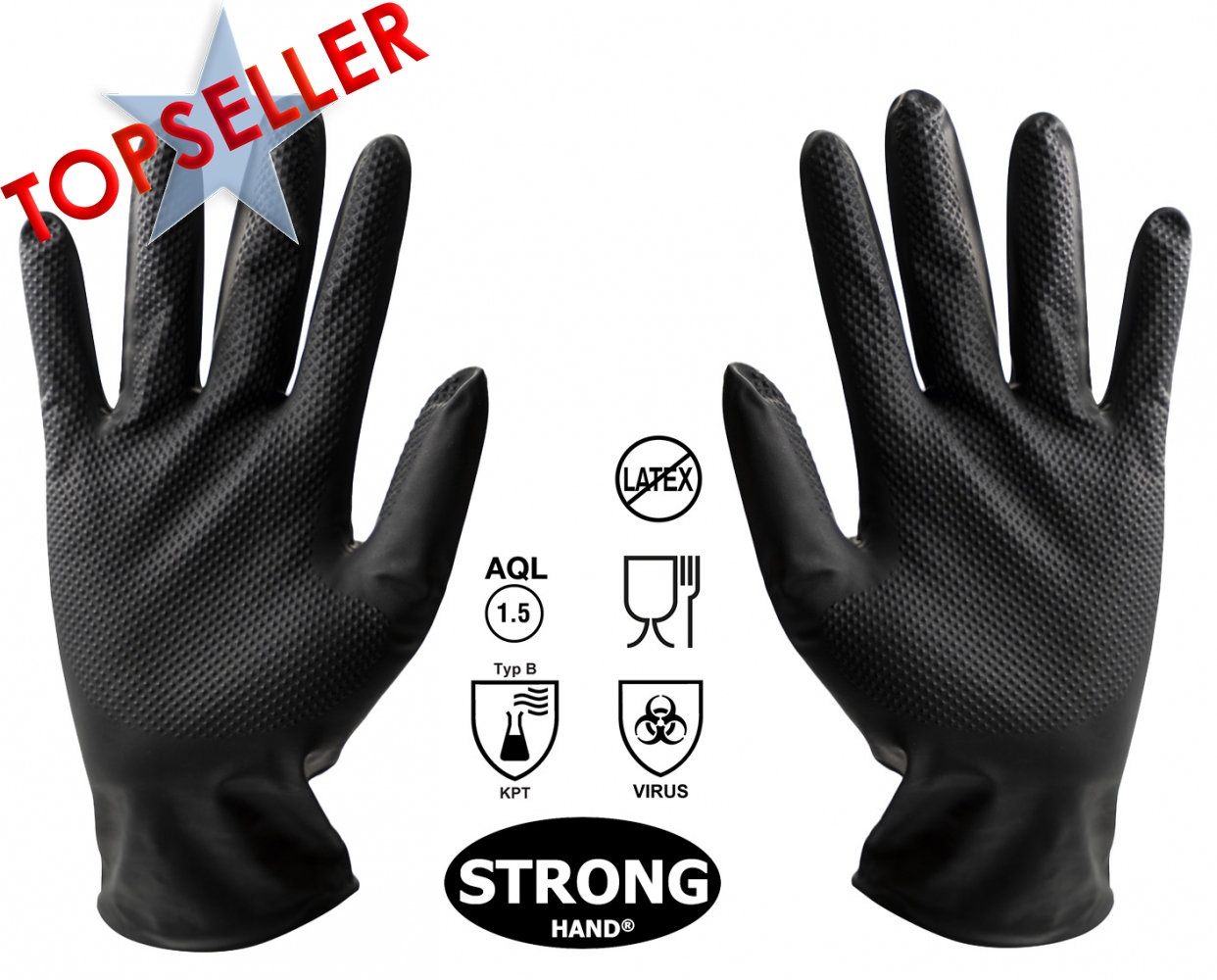 Stronghand 0422 GRIP Box 50 Nitril-Arbeitshandschuhe puderfrei 