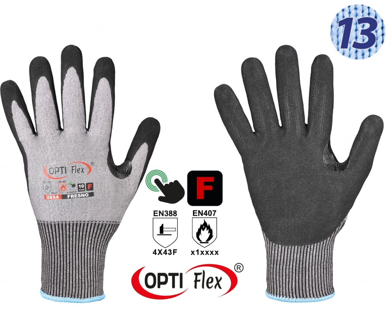 OPTIFlex 0854 FRESNO Nitrile-coated cut resistant gloves level F 7-12 -  online purchase | Euro Industry
