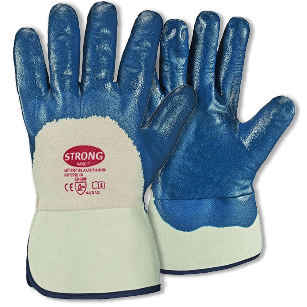 Stronghand 0567 BLAUSTAR 3/4 Nitril-Baumwolle-Schutzhandschuhe 9-11 online  kaufen | Euro Industry