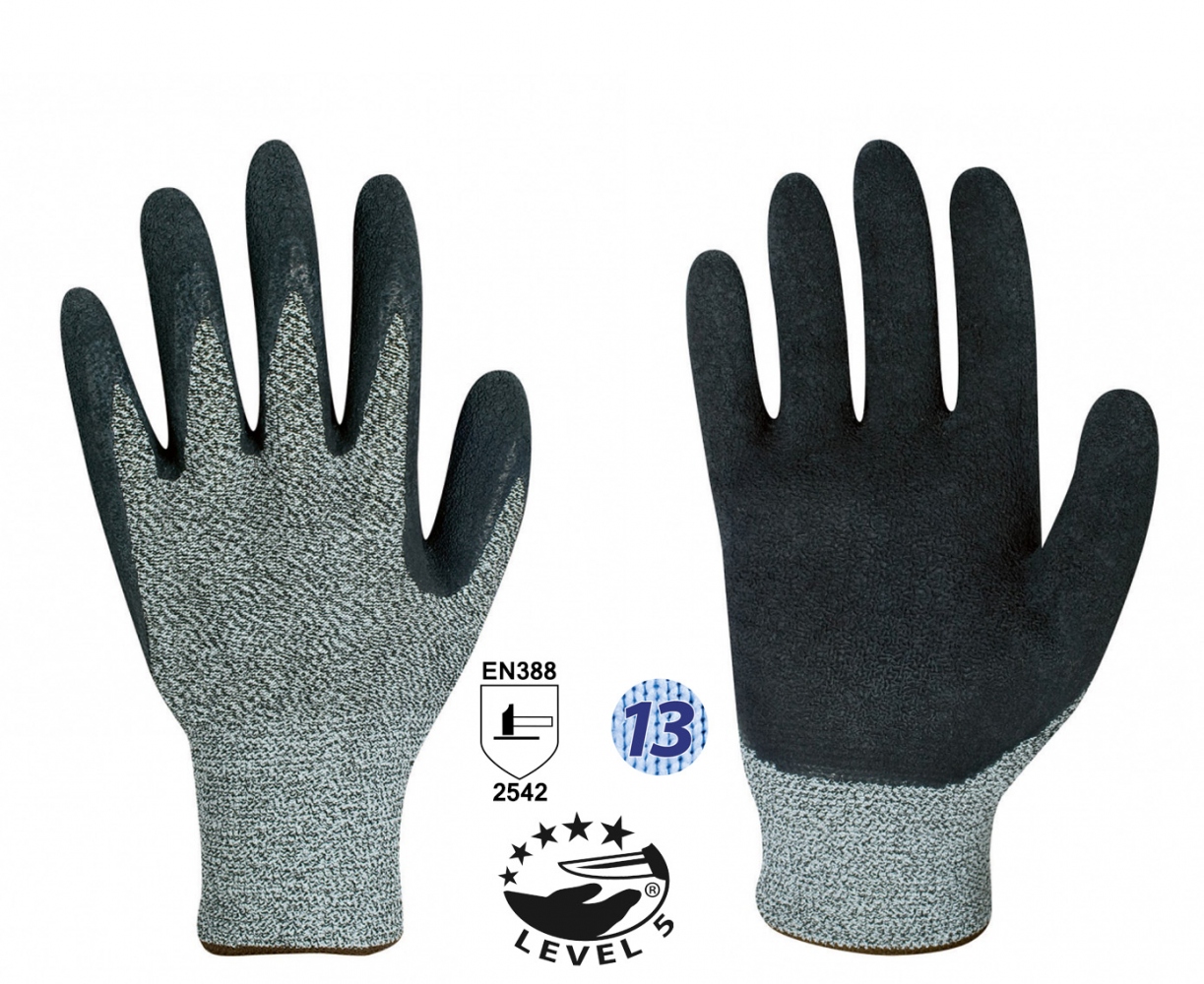 Details about   HAUSHOF 3x Safety Gloves Latex Coated Grip Cut Resistant Working Gloves Level 5 