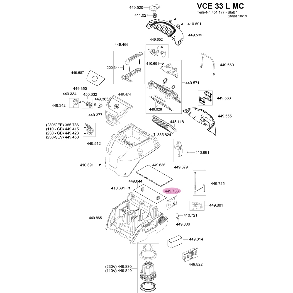 Flex 449.733 Elektronik VCE 33 L MC 230V - Original Ersatzteil 