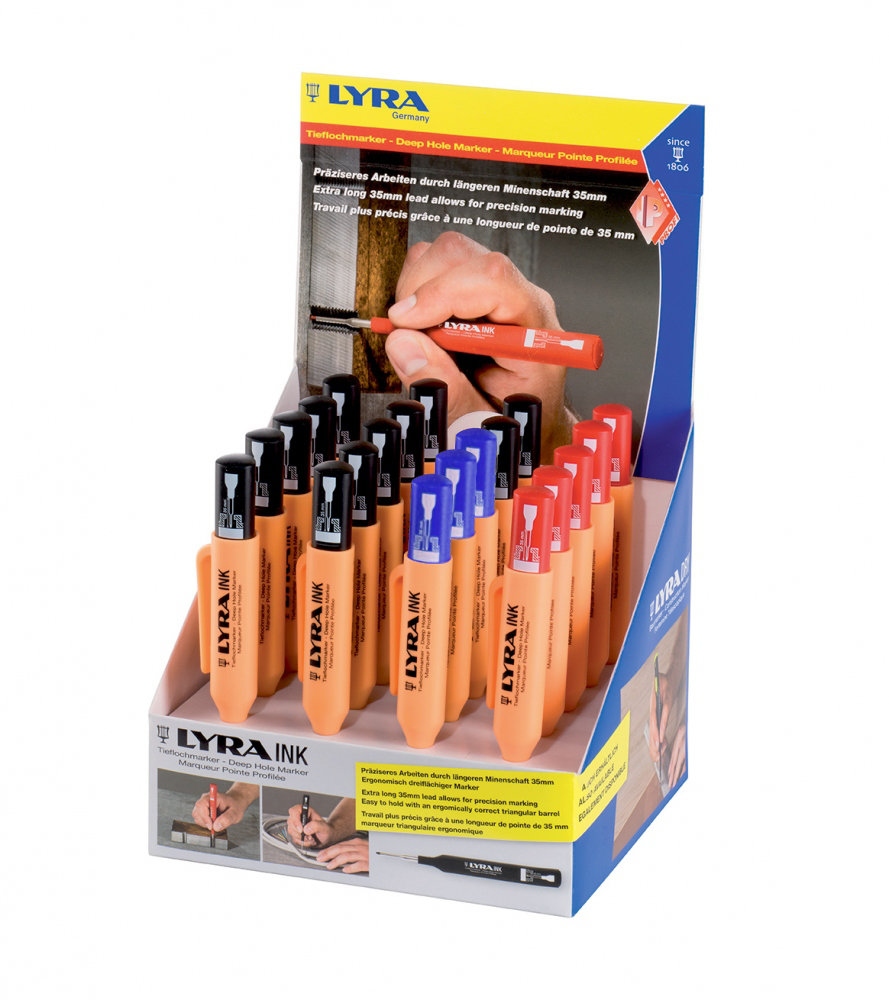 Lyra INK 4487 Présentoir de marqueurs pointe profilée noir/rouge