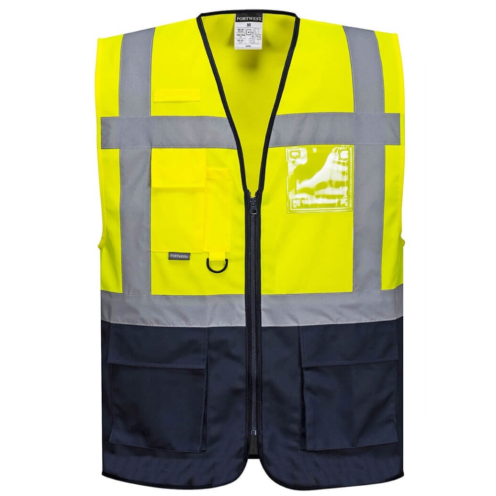 pics/Portwest/high-visibility-clothes/vests/C476/portwest-c476-warsaw-executive-high-visibility-vest-yellow-navy-01.jpg