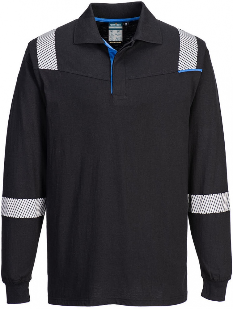 pics/Portwest/polos-and-shirts/portwest-wx3-fr-modaflame-multinorm-langarm-polo-schwarz-flammenschutz-sichtschutz.jpg