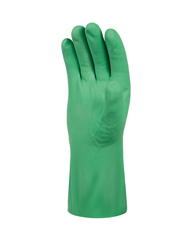 731-07 SHOWA 731 15-mil Cotton-Flock Lined Nitrile Chemical Resistant Work Glove with EBT Technology and Bisque Grip Pack of 12 Pair Small