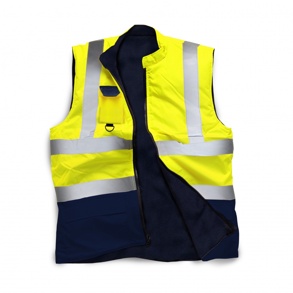 Waterproof Jacket Warm Mens Coat Workwear Security Hi Viz Reversible Bodywarmer