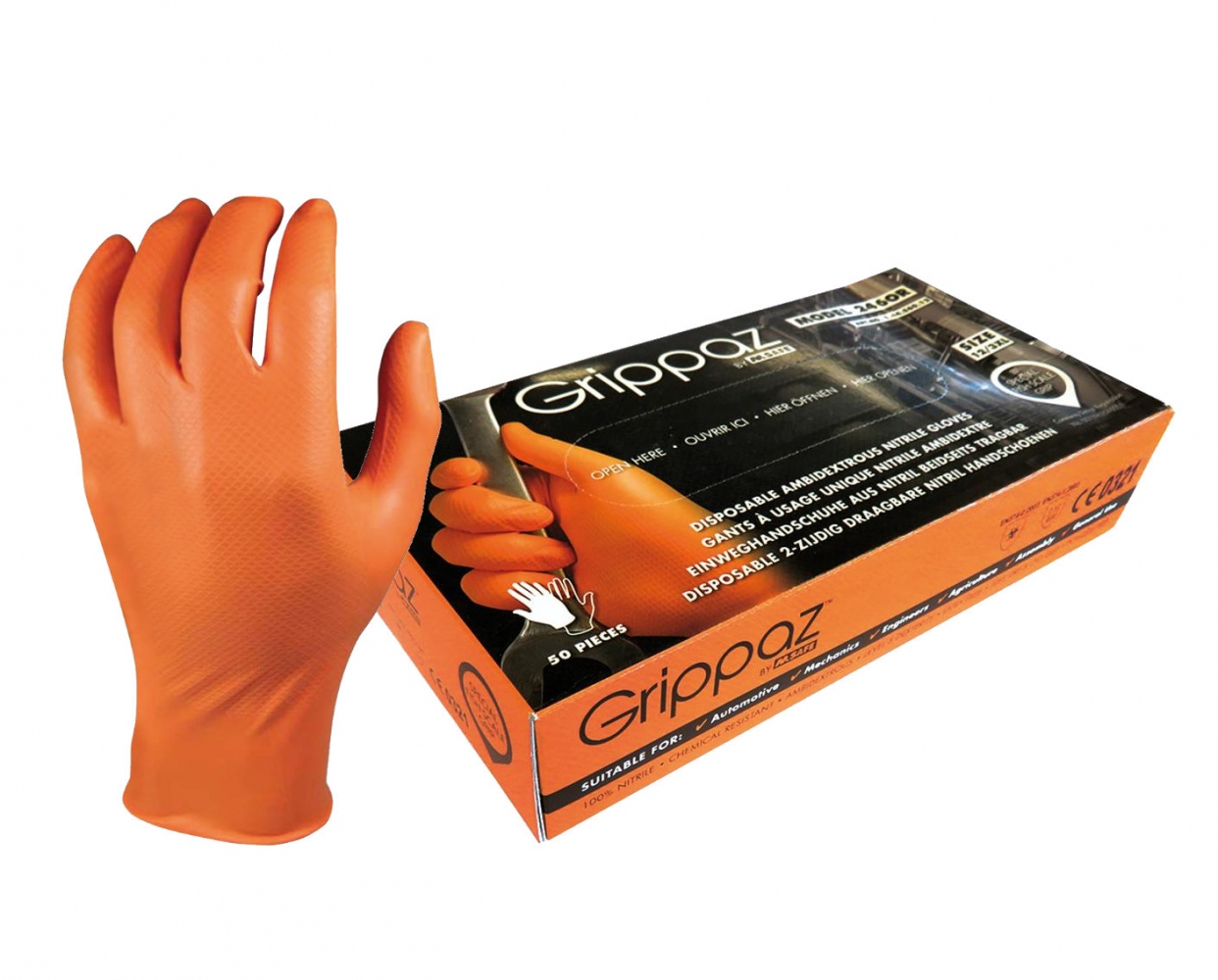 Traction Grip Ambidextrous37302 XL Grippaz Nitrile Gloves Box of 50