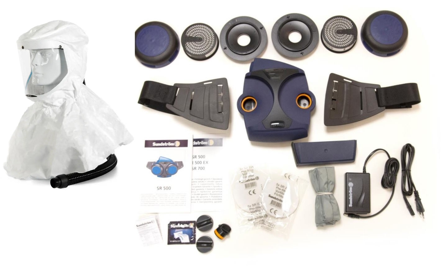 pics/sundstrom/sr561/sundstroem-sr-561-sr500-gesichtsschutzhaube-geblaese-lieferumfang.jpg